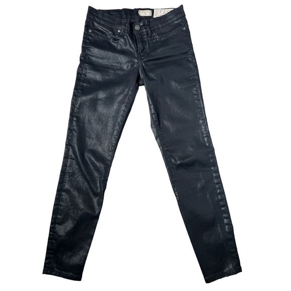 ALLSAINTS Brodie Low Rise Cropped Skinny Coated Size 24 - Picture 1 of 7